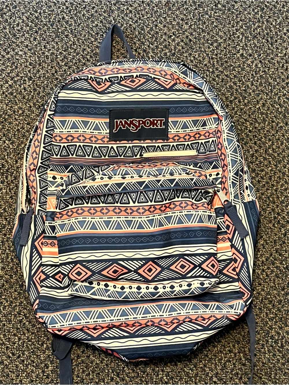 Jansport Navy and Southwestern Patterned Large Backpack